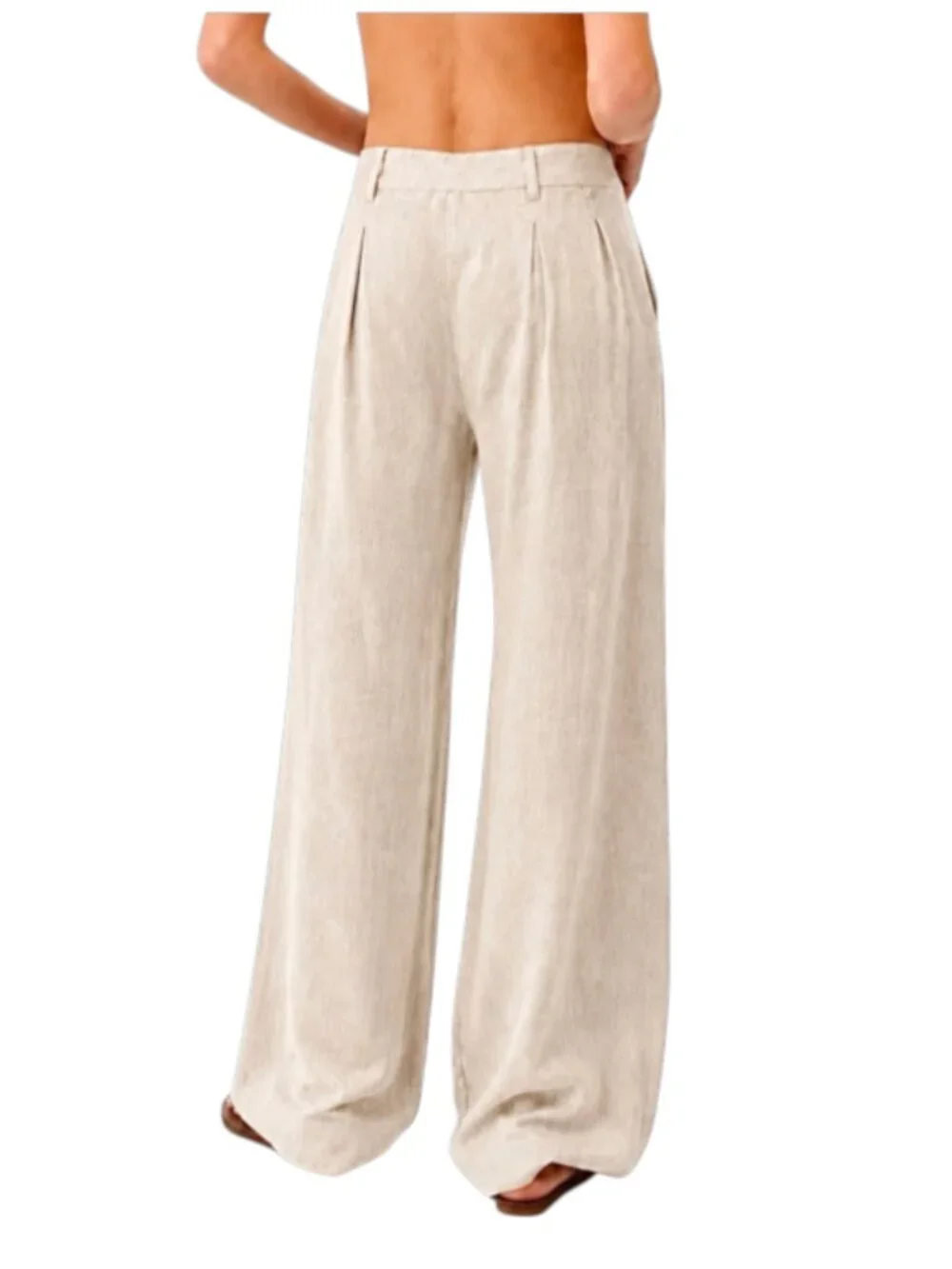 Reformation Asher Linen Wide Leg Pants Womens 6 Beige Khaki Pleated High Rise
